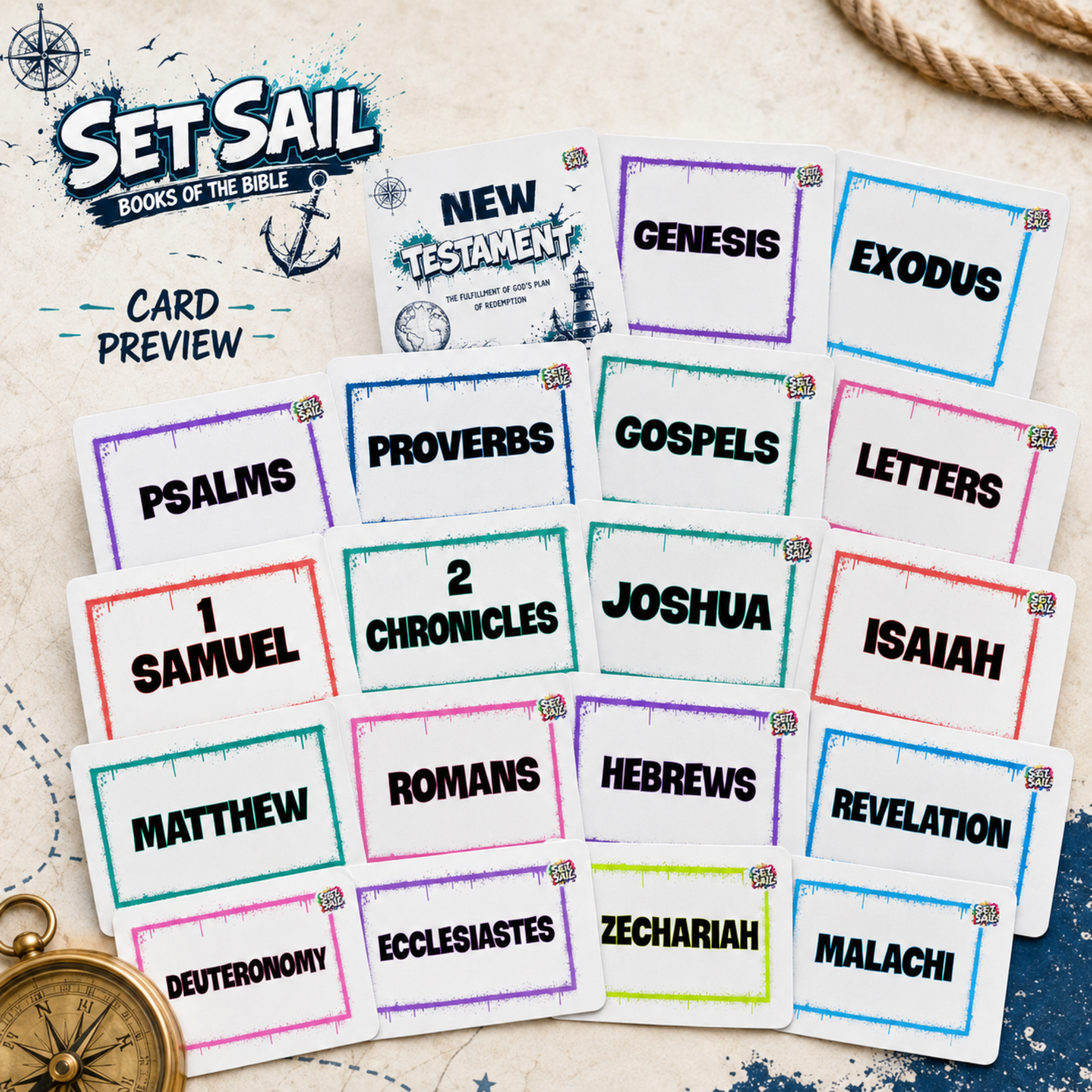 Set Sail with the 66: Books of the Bible Poster, Card & Game Pack