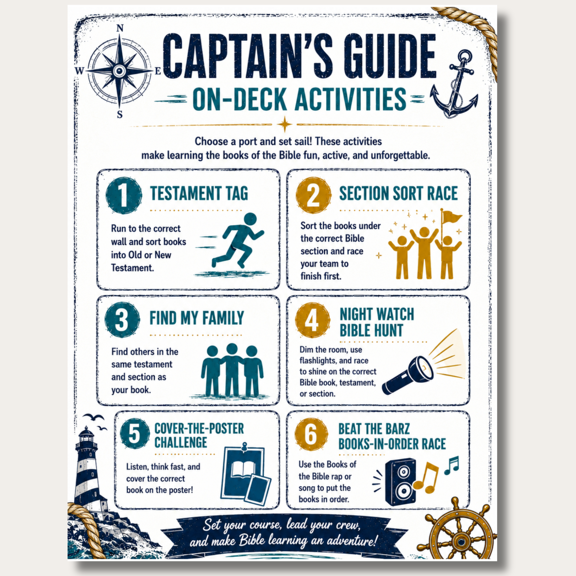 Set Sail with the 66: Books of the Bible Poster, Card & Game Pack