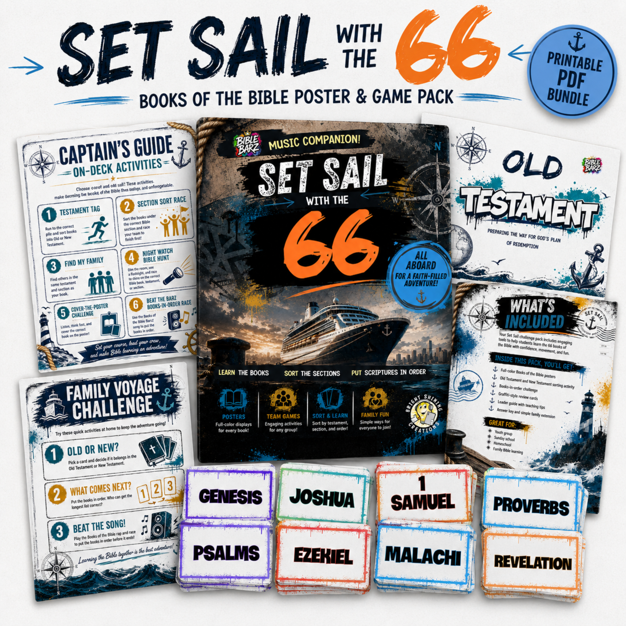 Set Sail with the 66: Books of the Bible Poster, Card & Game Pack