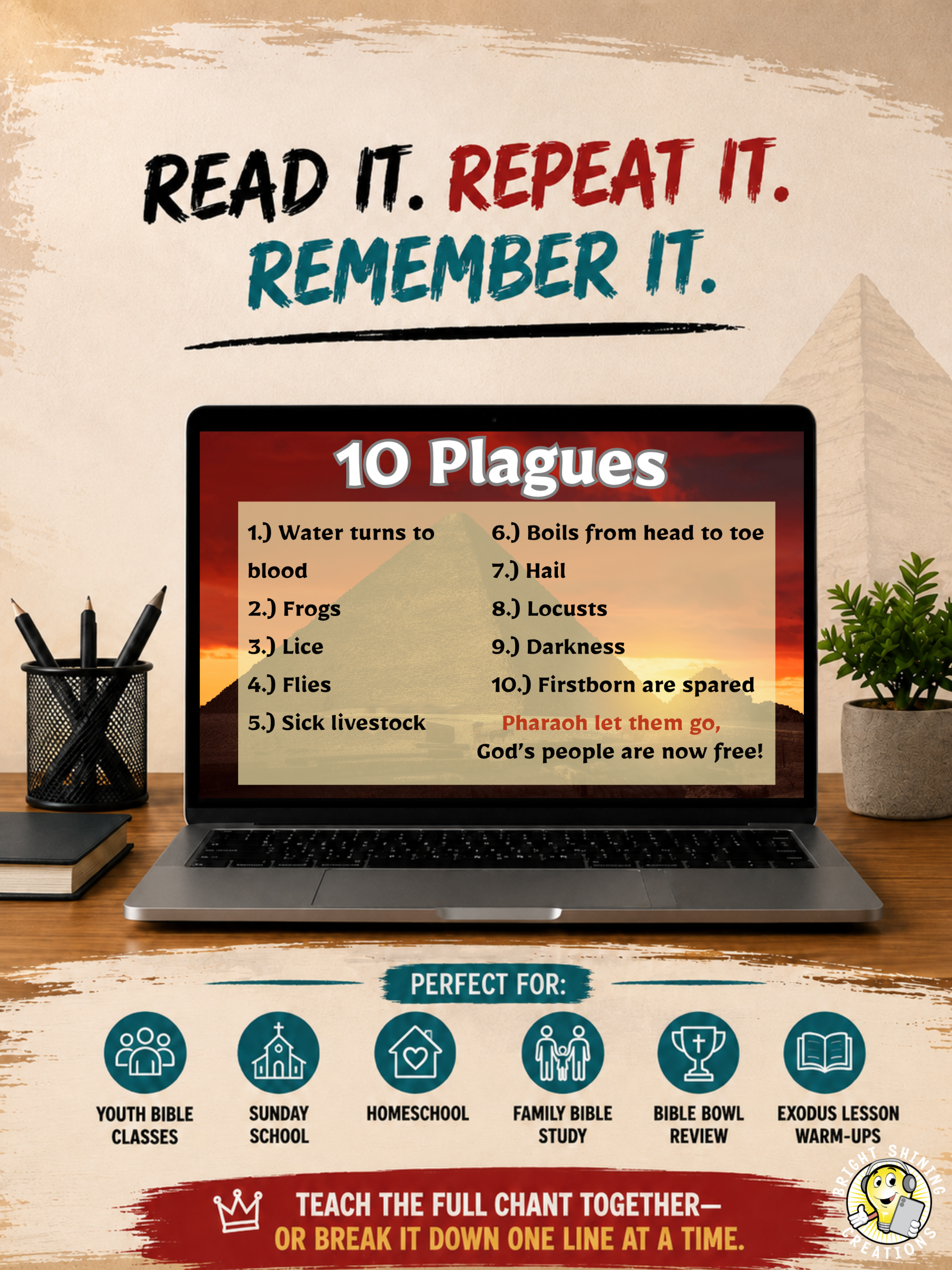 The 10 Plagues Chant displayed on a laptop