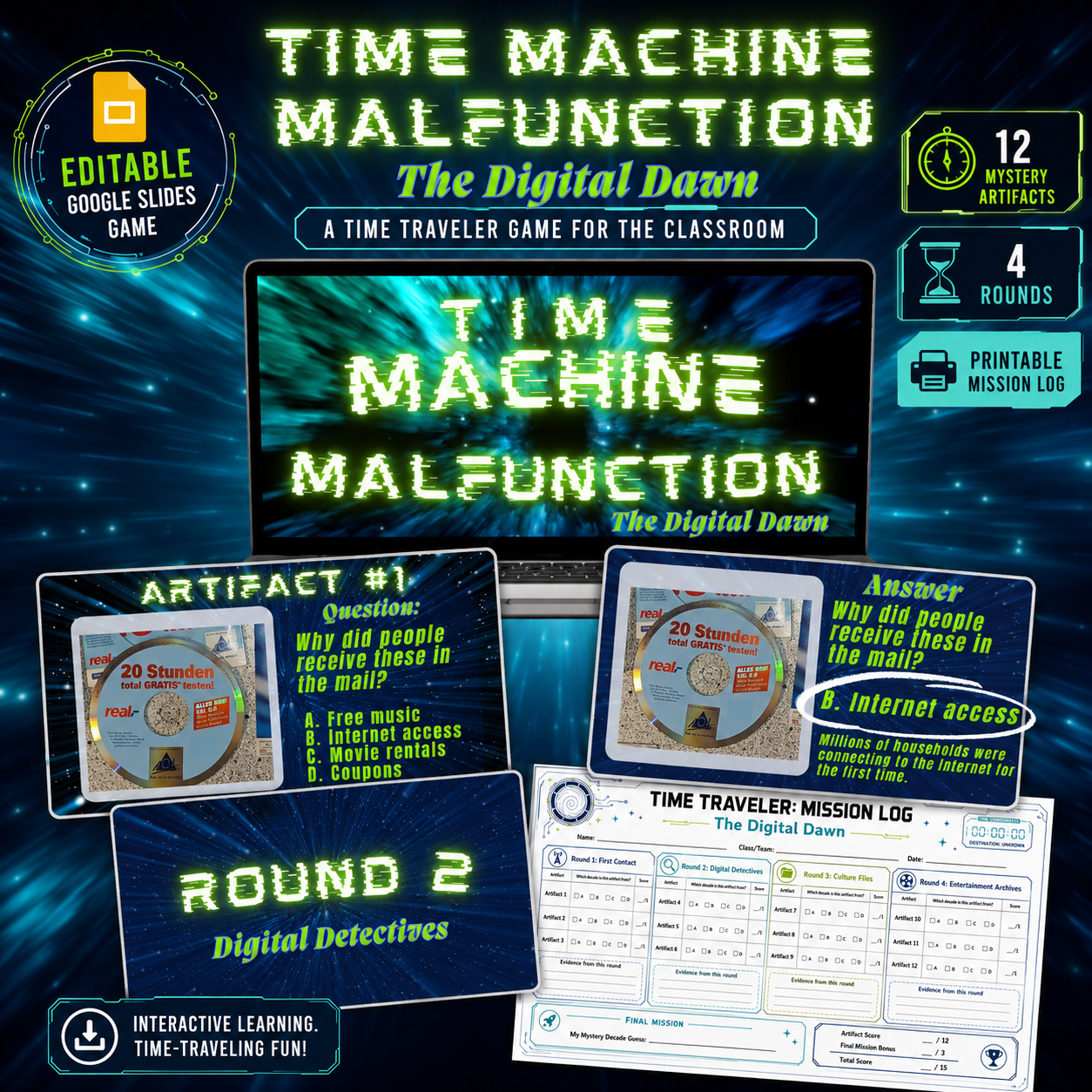 Time Machine Malfunction: The Digital Dawn | 1990s Classroom Mystery Game