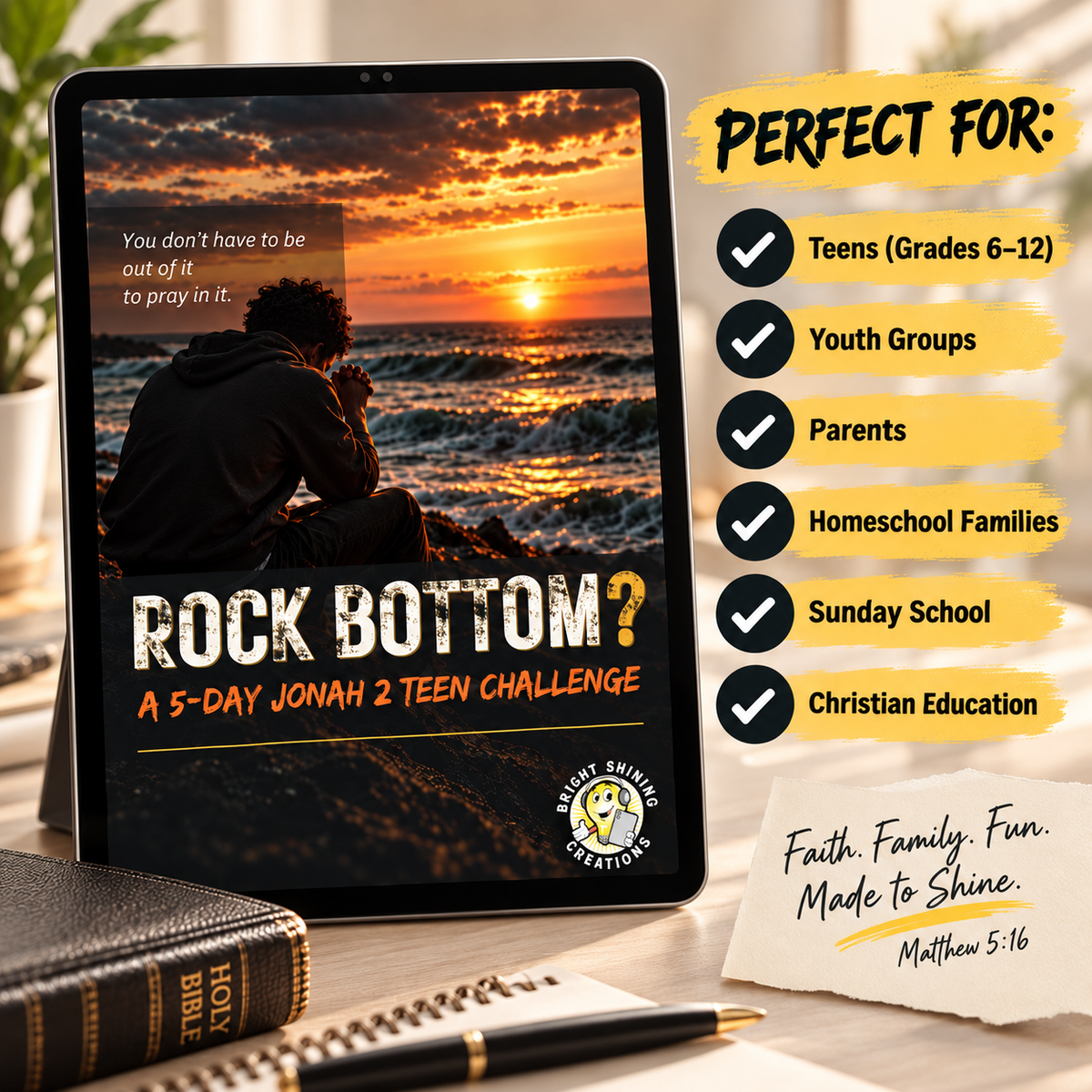 Free Jonah 2 Bible devotional for teens in grades 6–12, youth groups, parents, homeschool families, Sunday School, and Christian education.
