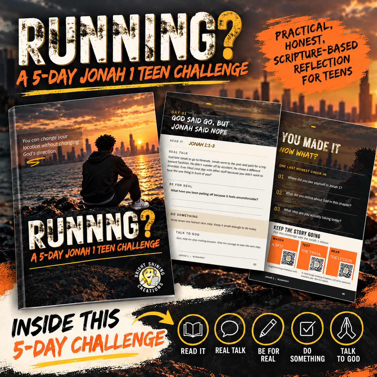RUNNING? A 5-Day Jonah 1 Teen Challenge free devotional from Bright Shining Creations.